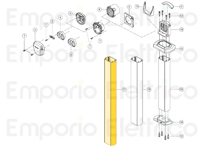 fadini ricambio colonnetta in alluminio estruso altezza 1.200 per fit 55 55017