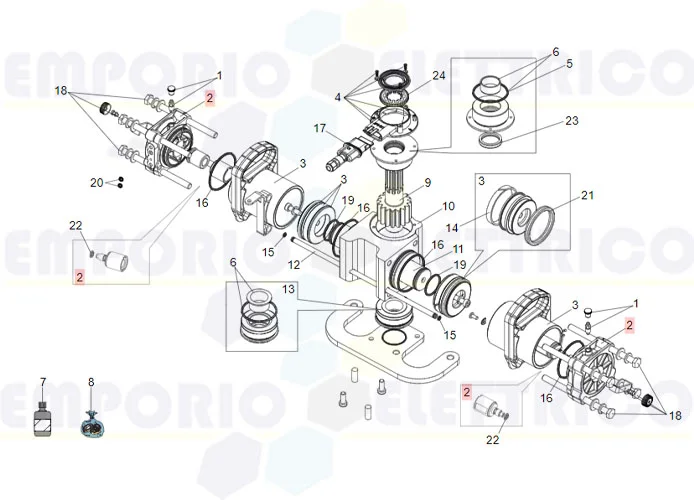 faac ricambio gruppo flange martinetto e positive stop 63003309