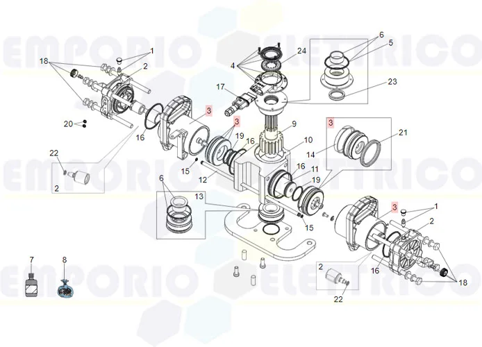 faac ricambio gruppo canna e pistone s800 100° 63003311